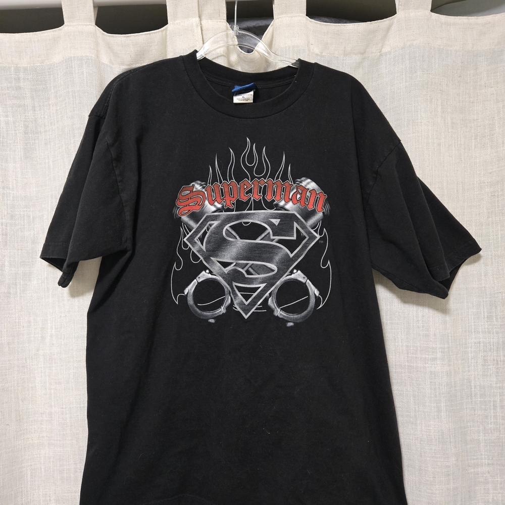 Vintage Superman Black Graphic T-Shirt Mens Size XL